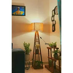 nauticacollectical Wooden Floor lamp Modern Designed Jute Fabric with Khadi Shade Lamps for Home Decoration, Living Room, Bedroom Multiutility Floor Lamps - Color : Beige, Natural Jute image 2