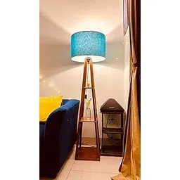 NauticaCollectical Wooden Floor Lamp with Shelf Floor Lamp for Living Room, Bedroom, Office, Home Decoration Royal Blue LED Bulb Pack of 1-picture-29