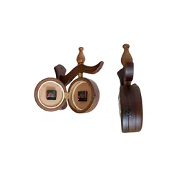 NautiKraft Brown & White Round Shaped Traditional Analogue Wall Clock-picture-25