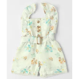 nautinati Nauti Nati Cotton Ruffled Sleeves Floral Printed Jumpsuit with Mock Style Belt - Off White-picture-14