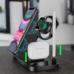 NAVDEVI Foldable Fast Wireless Multi Charging Stand Dock Station 4 in 1 Portable 40W Charging Pad-picture-27