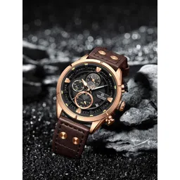 Naviforce Men Brass Embellished Dial & Leather Straps Analogue Chronograph Watch NF8045 RGBD.BN-picture-12