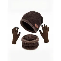 navkar crafts Navkar Unisex Woollen Cap With Gloves Winter Accessory Set-picture-14