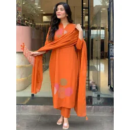 Navlik Women Embroidered Regular Kurta with Trousers & With Dupatta-picture-17