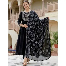 Navlik Women Floral Embroidered Regular Kurta with Trousers & Dupatta-picture-33