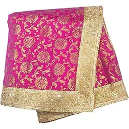 navti creations Shirdi Jaicard Silk Shawl for SaiBaba/Saibaba Angavastram/Ganpati baithak aasan/Dargah Chaadar/Puja Aasan Table Cloth/Shawls for Multipurpose Religious 2 Meter (Pink/Raani)-picture-13