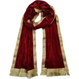 navti creations Velvet Embellished Maroon Men Dupatta-picture-31