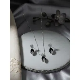 Navya Collection Silver-Plated Stone-Studded And Beaded Enamelled Necklace And Earring-picture-32