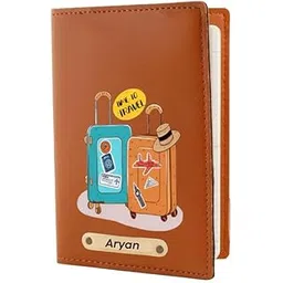 navya royal art Faux Vegan Leather Customized Passport Cover | Passport Holder for Men | Women & Kids - Travel Accessories Passport Wallet with Custom Name (Tan)-picture-34