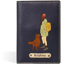 navya royal art Faux Vegan Leather Customized Passport Cover | Passport Holder for Men, Women & Kids - Travel Accessories Passport Wallet with Custom Name (Blue)-picture-29