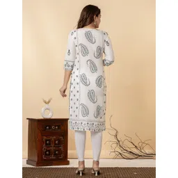 NAVYAAZRI Floral Printed Beads And Stones Straight Kurta image 2