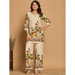 NAVYAAZRI Floral Printed Round Neck Tunic With Trousers-picture-14