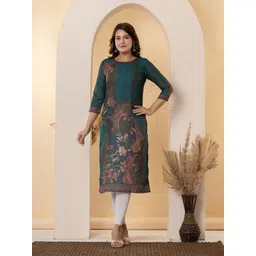 NAVYAAZRI Floral Printed Thread Work Round Neck Straight Kurta-picture-30