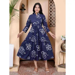 NAVYAAZRI Women Floral Printed Pure Cotton A-Line Midi Dress-picture-38