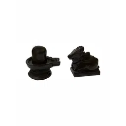 Navyaksh Black 2 Pieces Shivling Nandi Marble Religious Idol Showpieces-picture-31