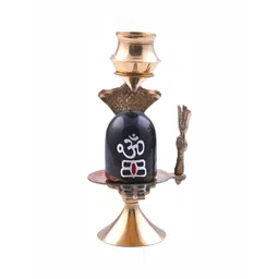 Navyaksh Black & Gold Toned Brass Shivling Showpiece-picture-33