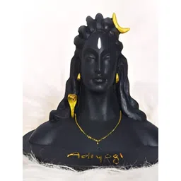 Navyaksh Black & Gold-Toned Polyresin  Religious Small Shiv Aadiyogi Showpiece-picture-26