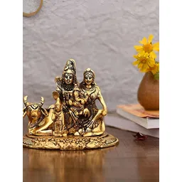 Navyaksh Copper Toned Brass Shiva Parvati Ganesh Idol Decorative Showpiece-picture-16