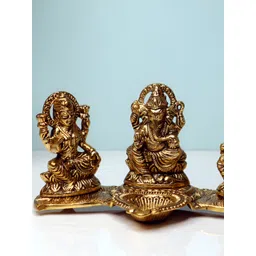 Navyaksh Gold Toned 2 Pieces Brass Laxmi Ganesh Saraswati Showpiece-picture-36