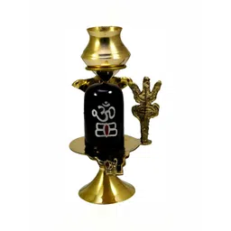Navyaksh Gold Toned & Black Brass Shivling Pooja Essentials-picture-10