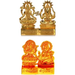 Navyaksh Gold-Toned Brass Ganesh & Laxmi Decorative Showpiece-picture-11