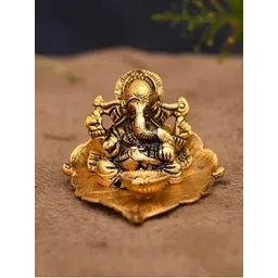 Navyaksh Gold Toned Brass Ganesh Decorative Showpiece image 1