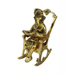 Navyaksh Gold-Toned Brass Ganesh Sitting Showpiece-picture-20