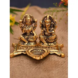 Navyaksh Gold Toned Brass Lakshmi Ganesh Religious Idol Showpiece-picture-31