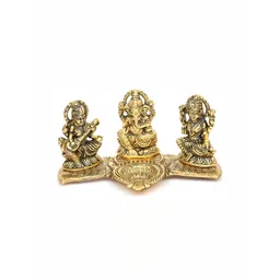 Navyaksh Gold Toned Brass Lakshmi Ganesh Saraswati Idol Showpiece-picture-28