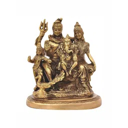 Navyaksh Gold Toned Brass Lord Shiva Parvati and Ganesha Murti Showpiece-picture-38