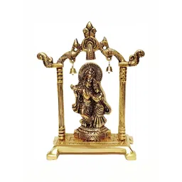 Navyaksh Gold-Toned Brass Radha Krishna In Temple Showpiece-picture-41