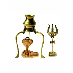 Navyaksh Gold Toned Brass Shiva Shivling Idol Showpiece-picture-37