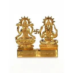 Navyaksh Gold Toned Laxmi Ganesh Brass Religious Idol Showpiece-picture-34