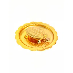 Navyaksh Gold Toned Metal Feng Shui Tortoise on Plate Showpiece-picture-26