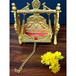 Navyaksh Gold-Toned Metal Laddu Gopal Jhula Showpiece-picture-10