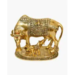 navyaksh Golden Kamdhenu Cow with Calf Statue Showpiece-picture-46