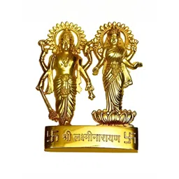 Navyaksh Golden Lord Laxmi and Vishnu Ji Brass Idol Decorative Showpiece-picture-17