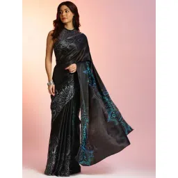 navyasa by liva Black Printed Saree With Unstitched Blouse-picture-40