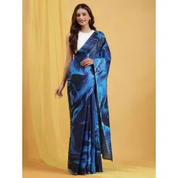 navyasa by liva Blue Digital Printed Saree With Unstitched Blouse-image-37