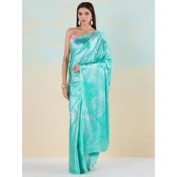 navyasa by liva Green Printed Saree With Unstitched Blouse-picture-25