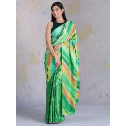 navyasa by liva Green Printed Saree With Unstitched Blouse-picture-27