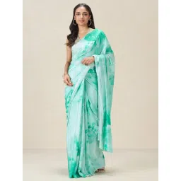 navyasa by liva Green Printed Saree With Unstitched Blouse-picture-38