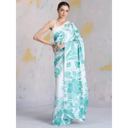 navyasa by liva Green Printed Saree With Unstitched Blouse-picture-30