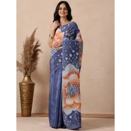 Navyasa by liva Grey Floral Saree With Unstitched Blouse-picture-46