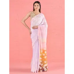 navyasa by liva Lilac Printed Saree With Unstitched Blouse-picture-24