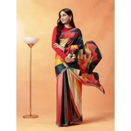 navyasa by liva Multicolor Geometric Saree with Unstitched Blouse-image-27
