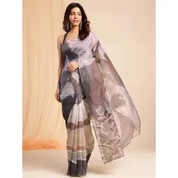 navyasa by liva Multicolor Printed Saree With Unstitched Blouse-picture-16