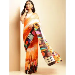 navyasa by liva Multicolor Printed Saree With Unstitched Blouse-picture-43