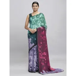 navyasa by liva Navyasa Purple Liva Crepe Geometric Printed Saree With Coordinated Unstitched Blouse Piece-picture-37