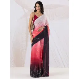 navyasa by liva Pink Printed Saree With Unstitched Blouse-picture-21